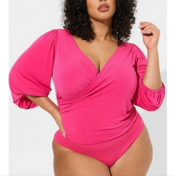 torrid Tops - 5X • Torrid • Studio Knit Surplice Long Sleeve Bodysuit